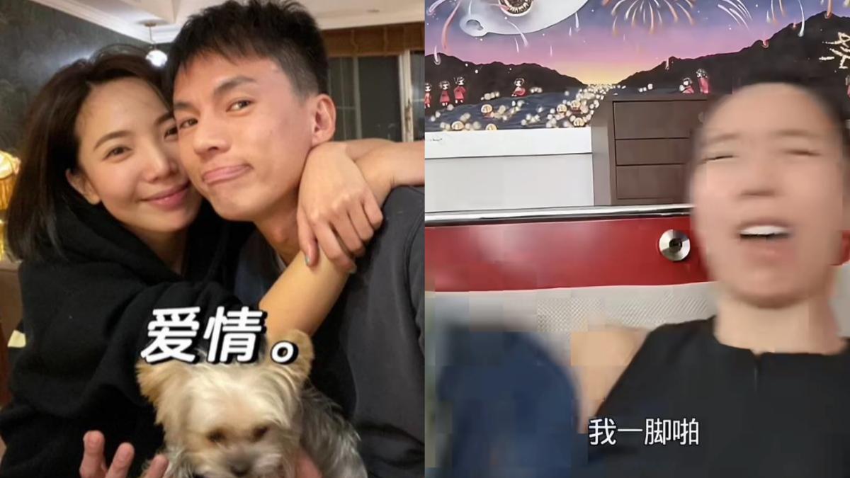 張婉婷(左)狠踹宋寧峰洩憤。(圖/翻攝自微博)