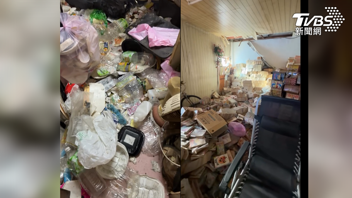 台南北區一間歇業的漫畫屋，日前疑似因為遶境活動爆竹，發現屋內誇張的堆積，導致陽台雜物起火（圖／TVBS)