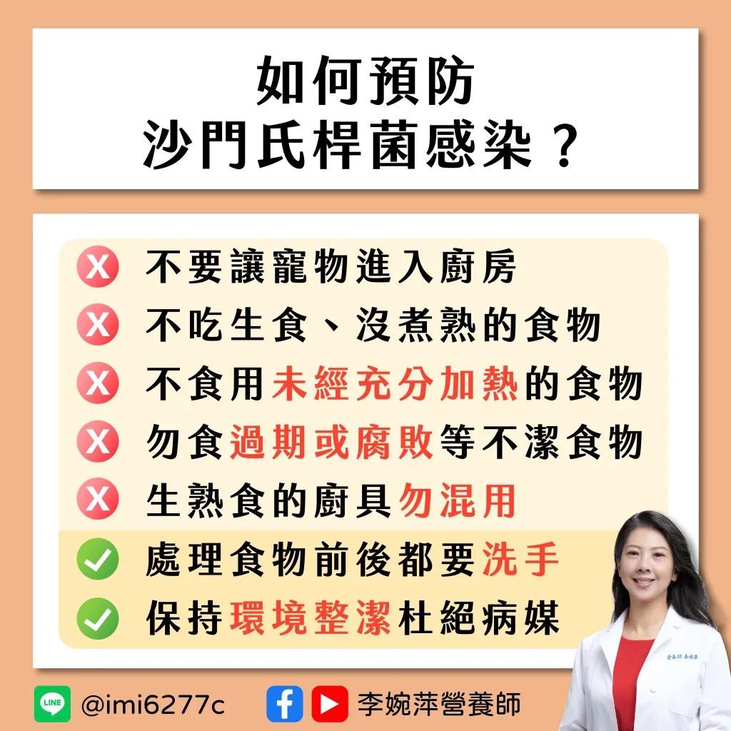 預防感染沙門氏桿菌方法一次看。(圖/翻攝自李婉萍臉書)