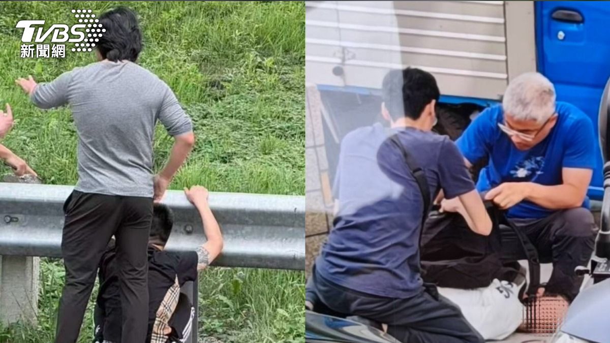 駕駛（左）及同夥遭警方壓制逮捕。（圖／TVBS）