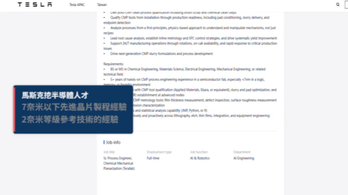 馬斯克因應新計畫在台灣開職缺。(圖/翻攝特斯拉官網)