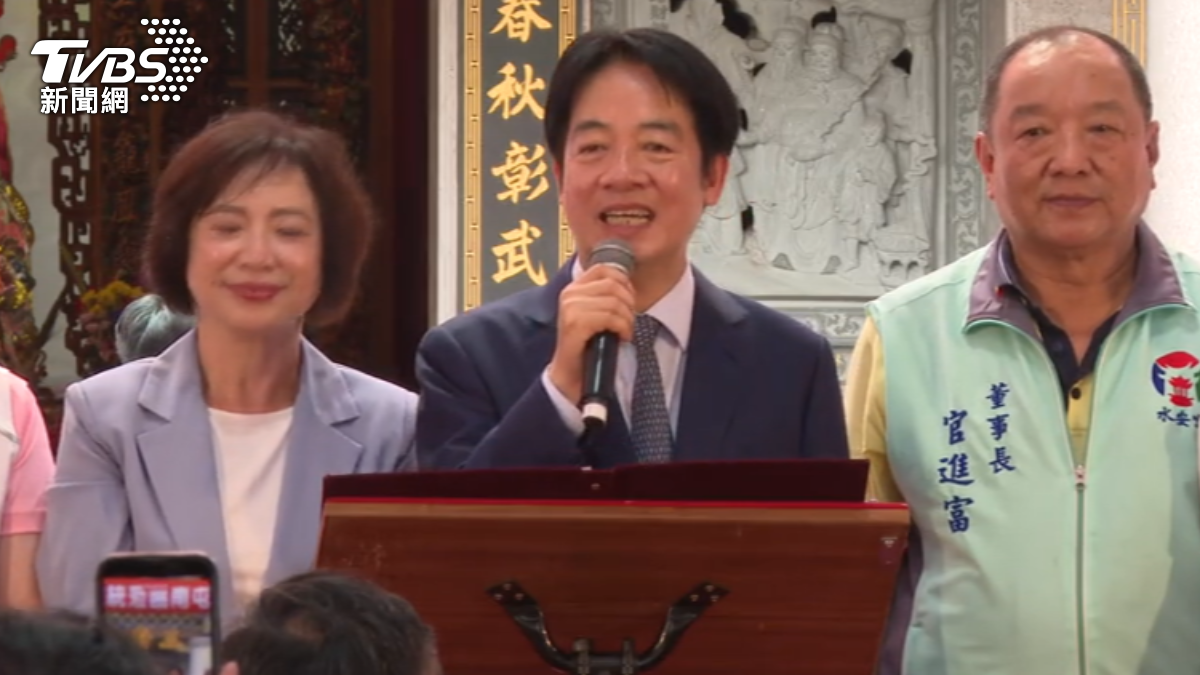 總統賴清德赴台中水安宮參香,順勢拉抬自家人何欣純。(圖/TVBS)