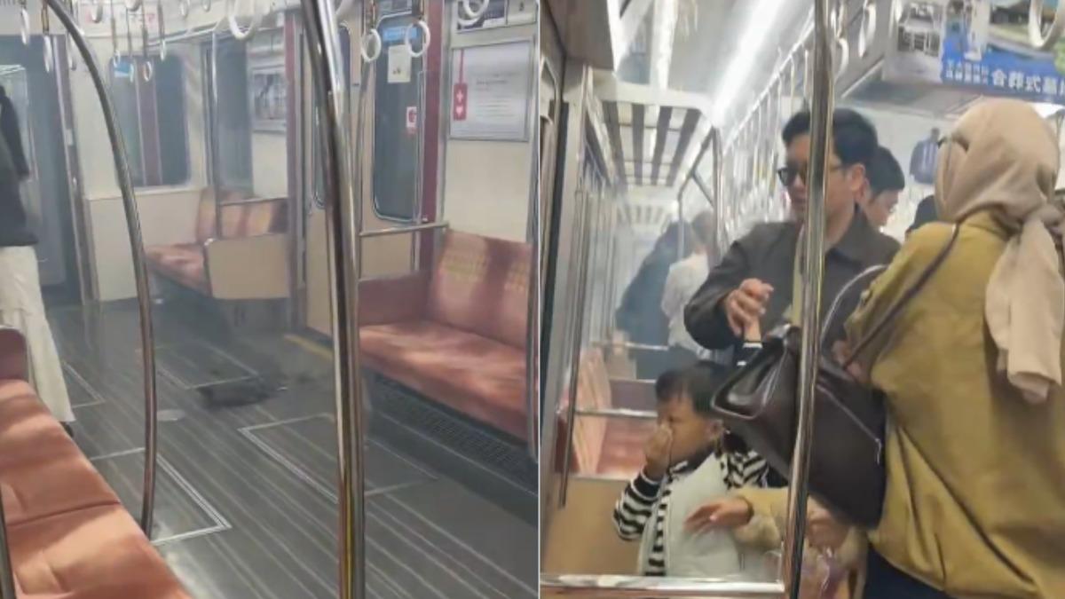 大阪地鐵行動電源起火!車廂煙霧瀰漫畫面曝 御堂筋線一度停駛