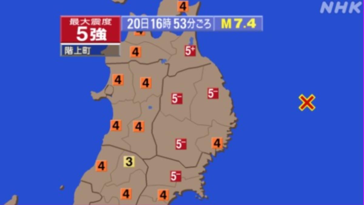 快訊/日本東北青森爆規模7.5強震 發布「3公尺海嘯」警報