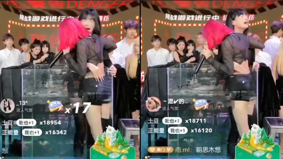 中國正妹主播遭逼「與鱷魚同缸」崩潰 千萬博主帳號遭封禁
