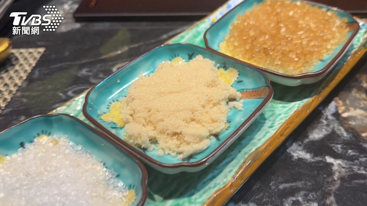 三溫糖、中雙糖和上白糖,風味從濃厚到清新,適合不同肉質。(圖/TVBS)