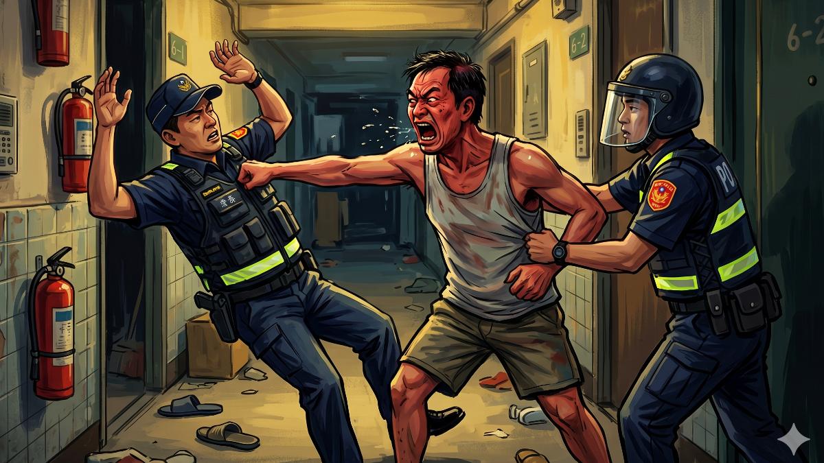 深夜擾鄰!內湖男噴口水辱罵還推打員警 下場拘役70日