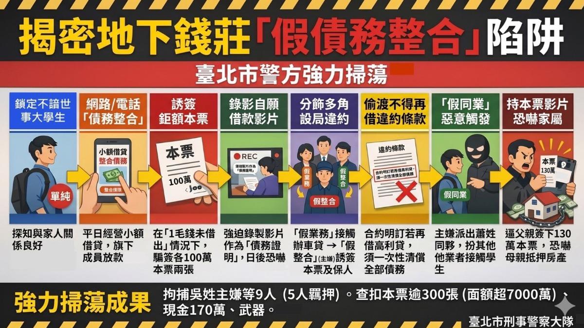 地下錢莊設局過程。（圖／北市刑大）