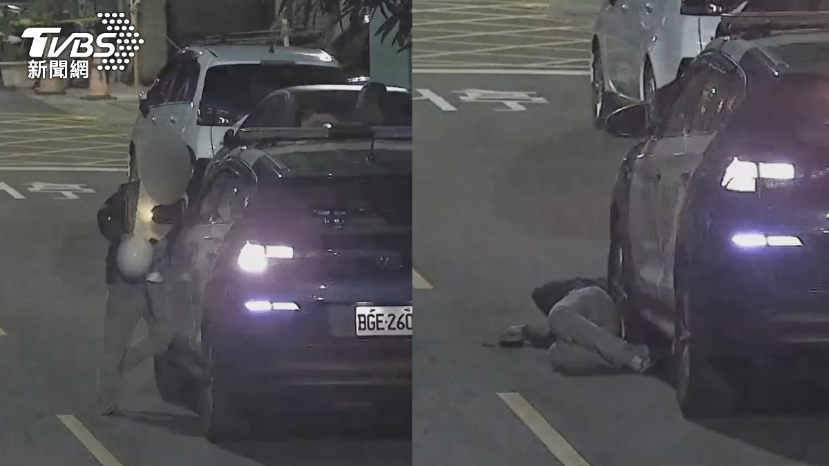 警方攔下騎士時,就聞到他身上酒味,但騎士卻異常激動,拒絕配合酒測,最後開出拒測18萬罰單,疑似不滿被扣車,還故意碰瓷,撞警車後倒在地上不起來(圖/TVBS)