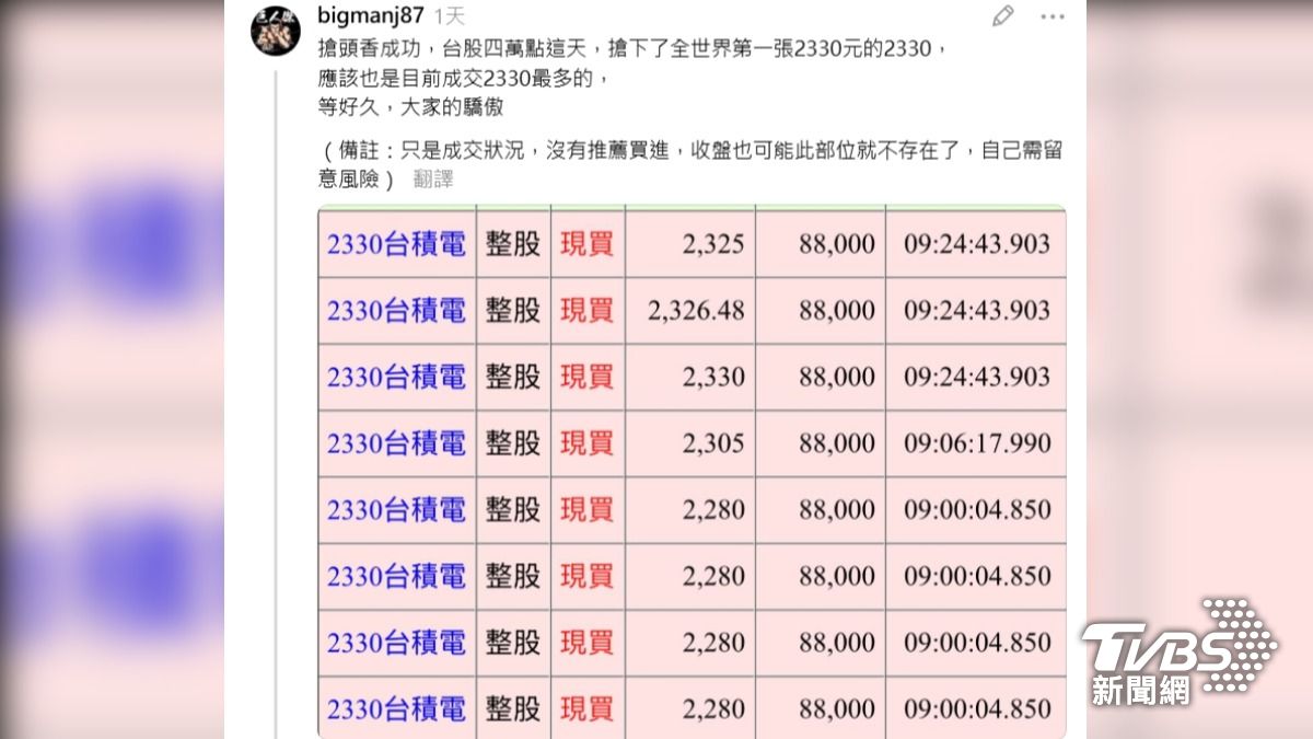 台股傳奇交易員「巨人傑」貼出對帳單。（圖片來源／巨人傑）