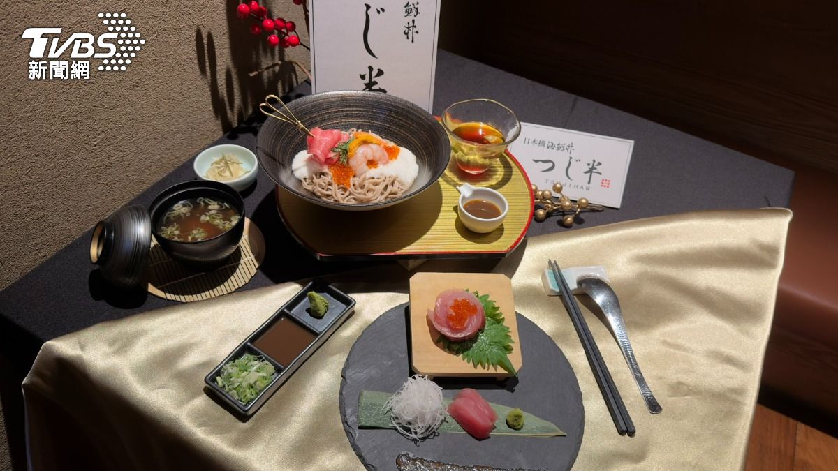 日本橋海鮮丼辻半免費送玫瑰生魚片。（圖／陳昫蓁攝）