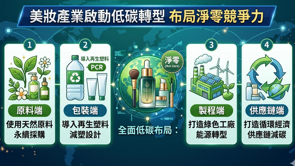 從咖啡渣到包裝再生,美妝邁向零碳未來。(圖/TVBS)