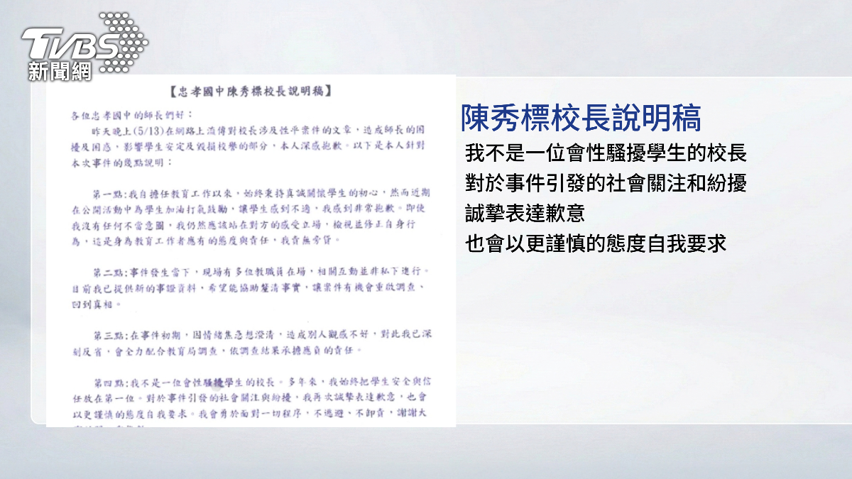校長回應自己不是一位會性騷擾學生的校長。（圖／TVBS）