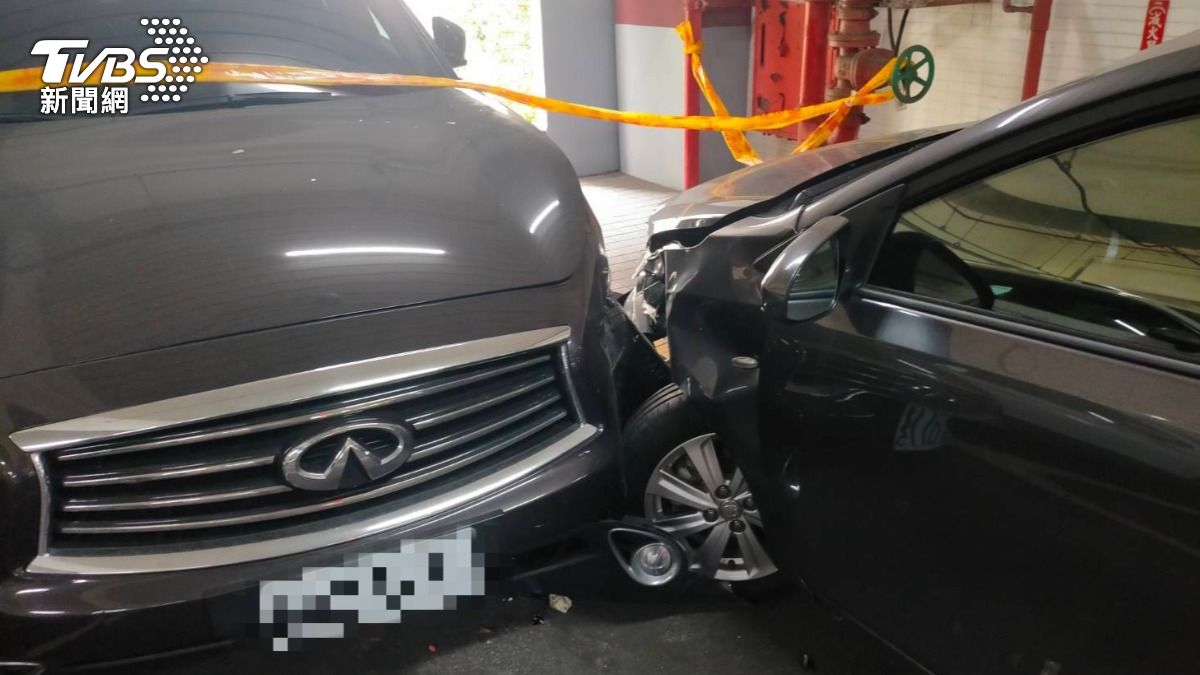 新北市-新店-寶橋停車場-寶橋停車場車禍-車輛懸空-暴衝墜樓-撞爛圍籬-寶橋停車場擦撞-交通事故-停車場擦撞