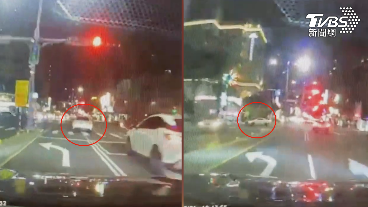 高雄左營區一輛白色轎車因懸掛他車車牌遭警方攔查,駕駛卻拒絕受檢當場加速逃逸。(圖/TVBS)