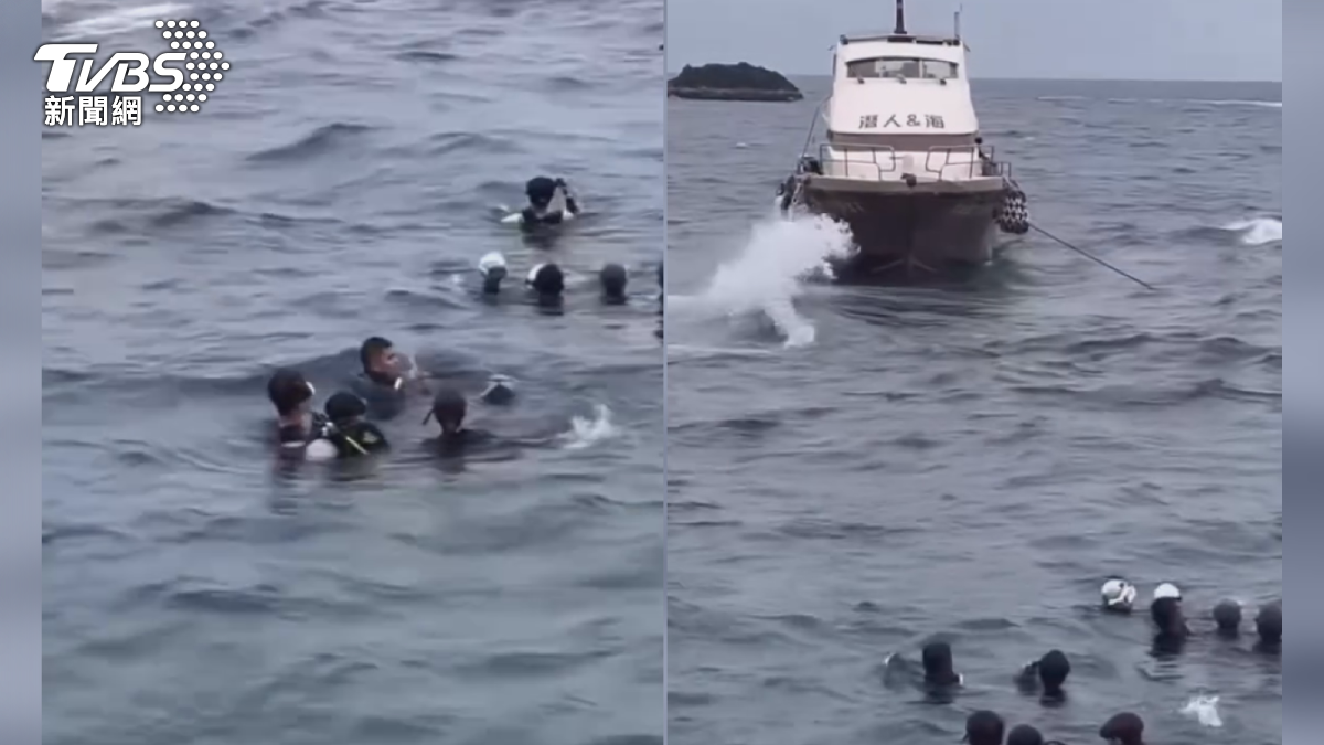 台東綠島公館港外海,在上個月初發生潛水船擱淺意外,20多名潛水客被迫緊急跳船逃生(圖/TVBS)