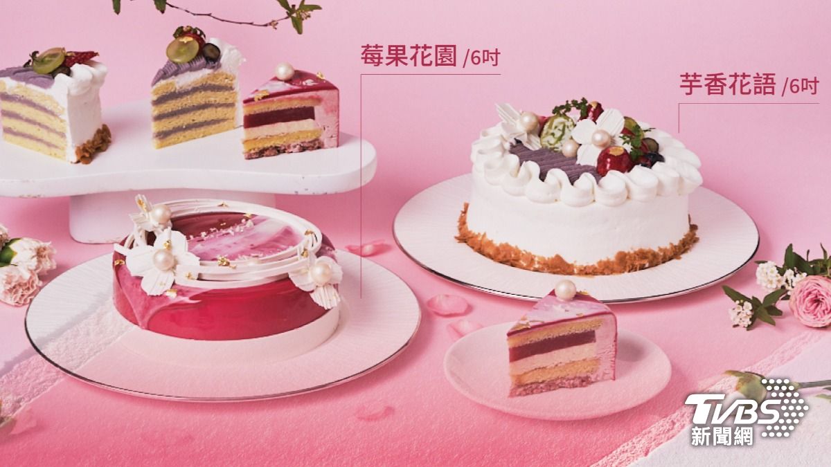 台北士林萬麗酒店打造「莓果花園」和「芋香花語」蛋糕。(圖/TVBS)