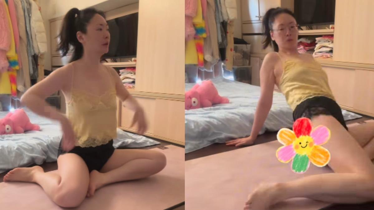 王俐人用圖案遮擋防走光。(圖/翻攝自王俐人臉書)