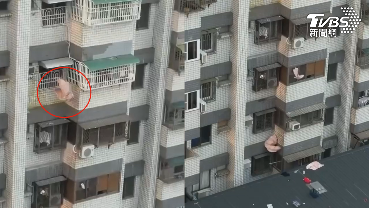 高雄小港區一棟社區大樓,樓上住戶不斷亂砸衣物、紙箱,驚動警消到場破門,屋內一名柬埔寨籍女子被帶走,更發現她「非法逾期居留」(圖/TVBS)