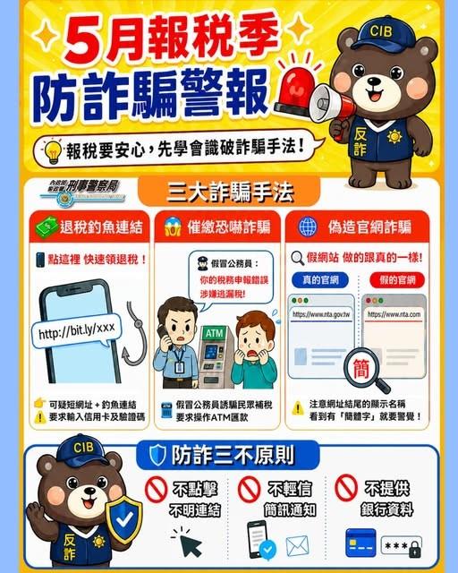 報稅詐騙常見3大手法。(圖/警方提供)
