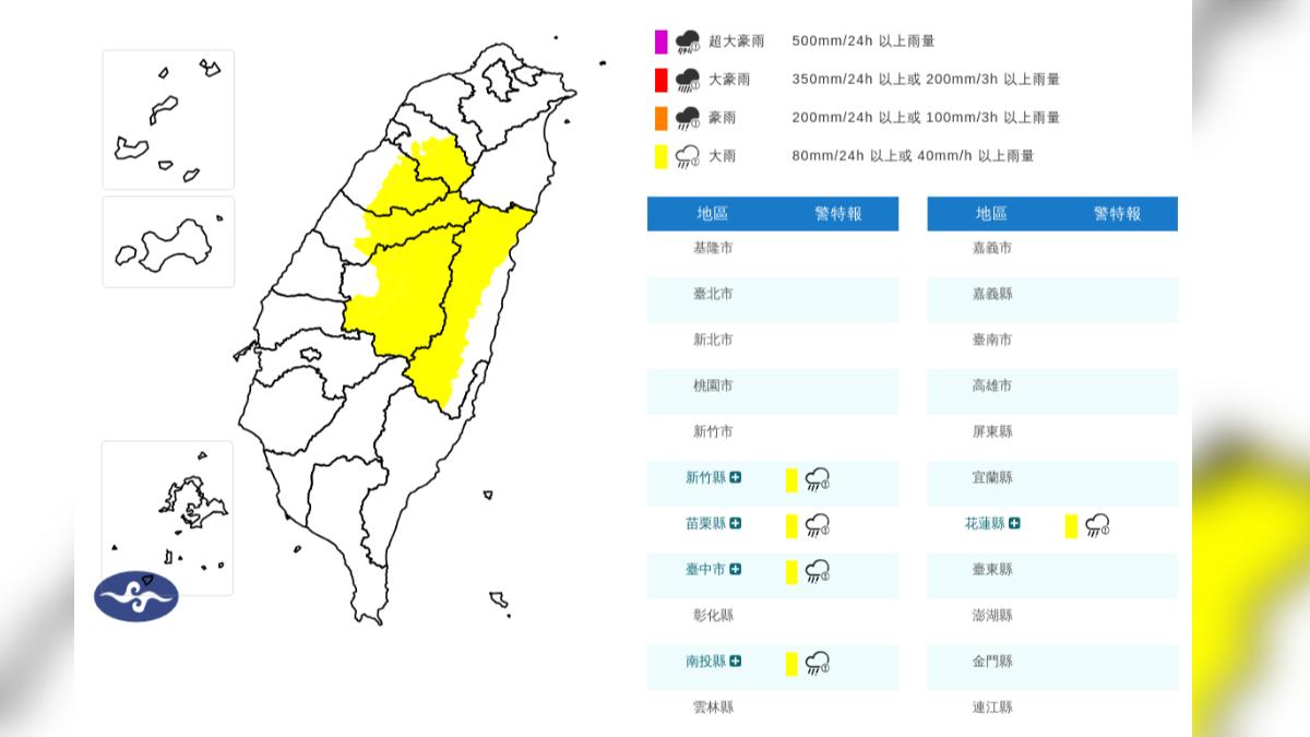 天氣/雨猛炸!5縣市大雨特報 一路下到明天