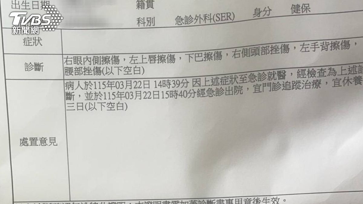 夫妻見高中生遭醉客騷擾,上前制止反遭打傷。(圖/TVBS)