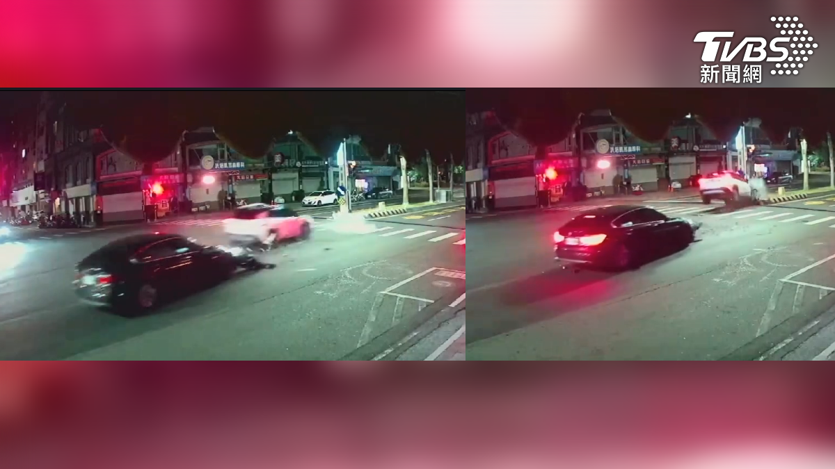 嘉義市發生毒駕釀禍，一輛自小客車遭擦撞後猛撞分隔島，車內女子一度失去生命跡象（圖／翻攝 threads@kity_1211）