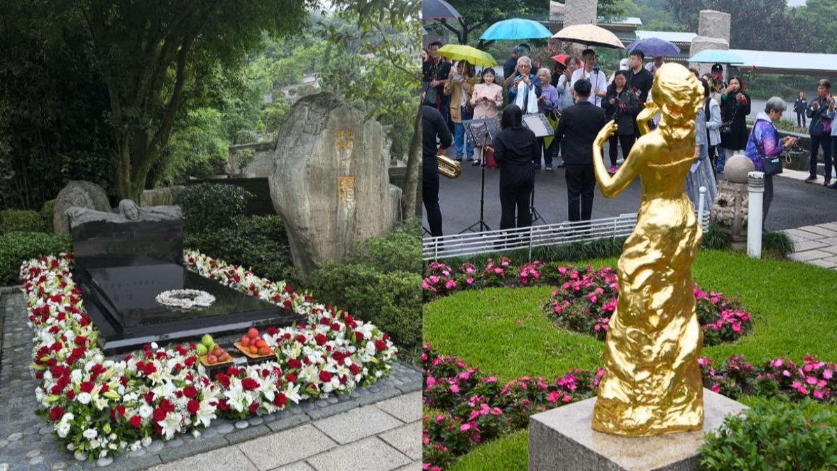鄧麗君長眠地以玫瑰花、香水百合以及桔梗布置。(圖/鄧麗君文教基金會提供)
