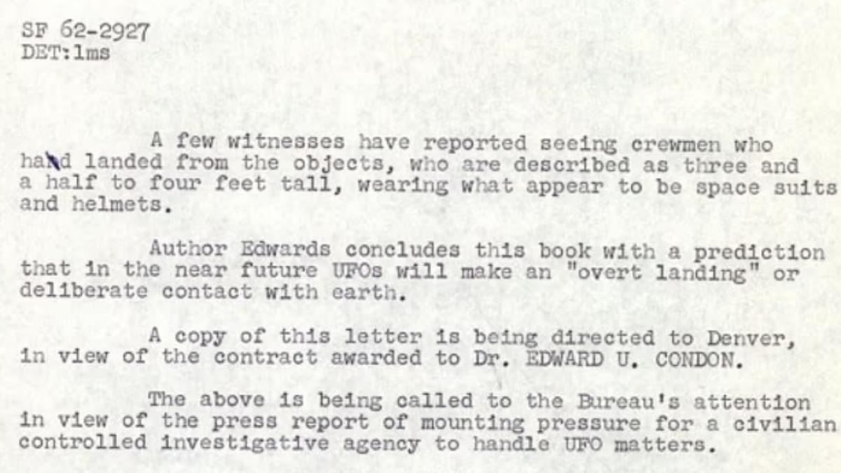 FBI檔案揭露了1960年代神秘四英尺高船員從UFO中逃出的驚人細節。(圖/翻攝自每日郵報)