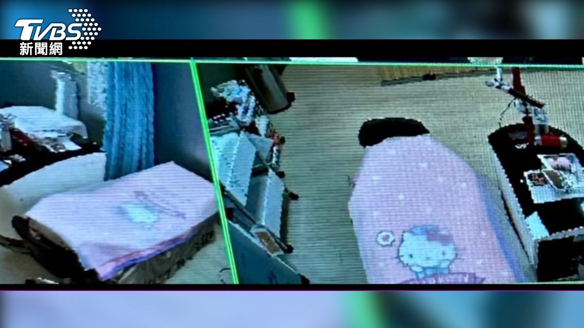 投訴人提供聖宜診所板橋店監視器視角，美容床全入鏡。（圖／TVBS）