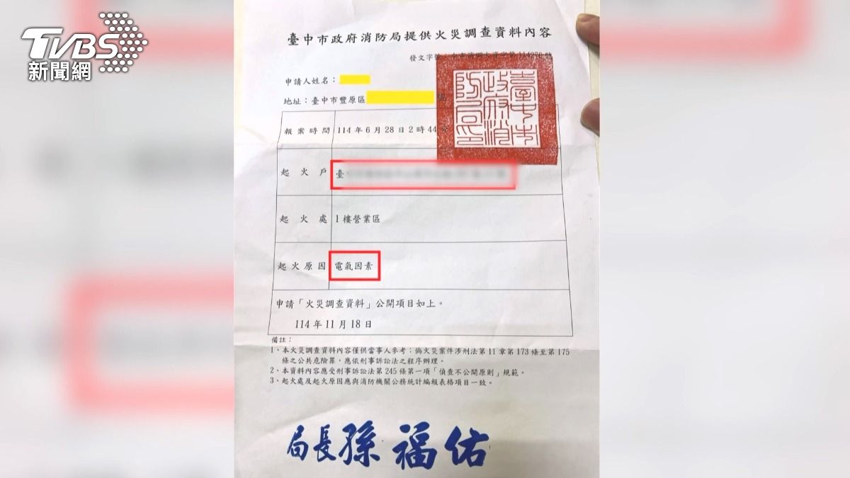 火災調查報告出爐，娃娃機業者遭控撤店不賠，電話受訪強調會負責.待法院判決。(圖／民眾提供)