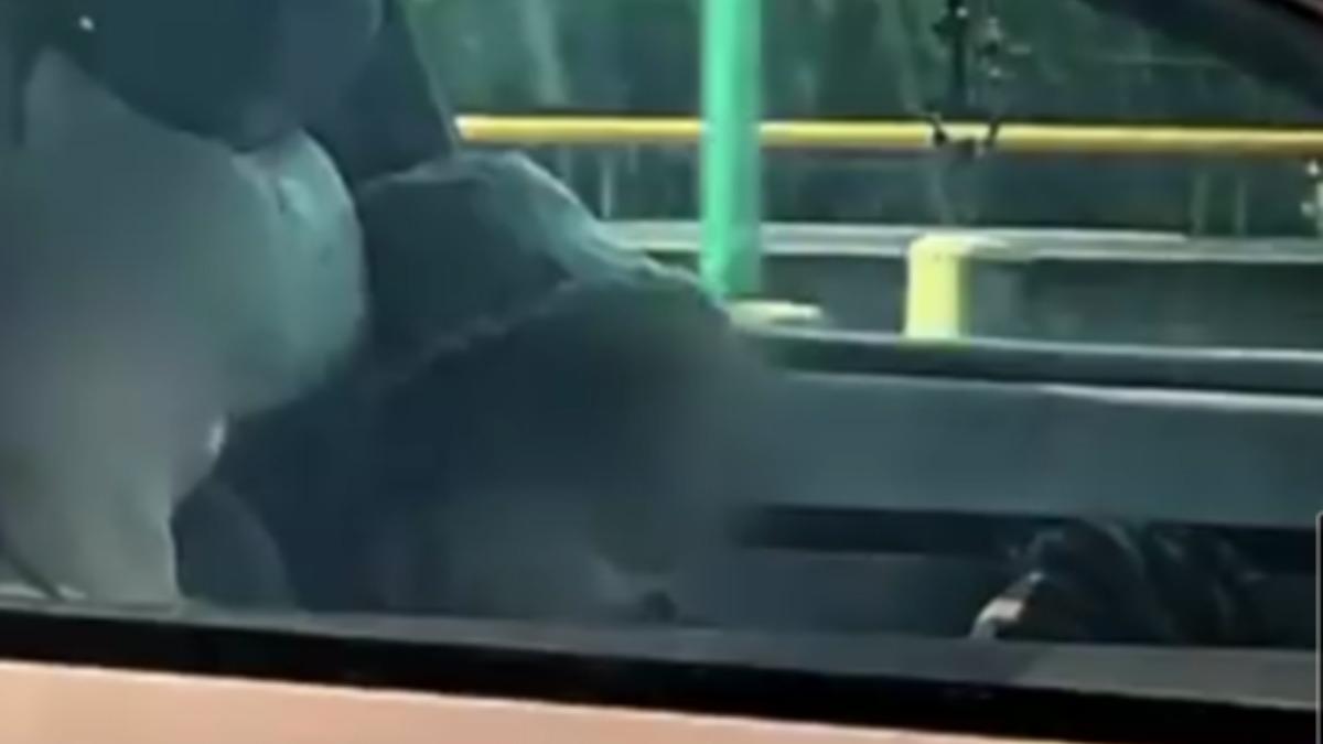 上海高速公路，民眾直擊一輛高速行駛的白色汽車，駕駛竟然在夢周公。（圖／上海東方衛視）