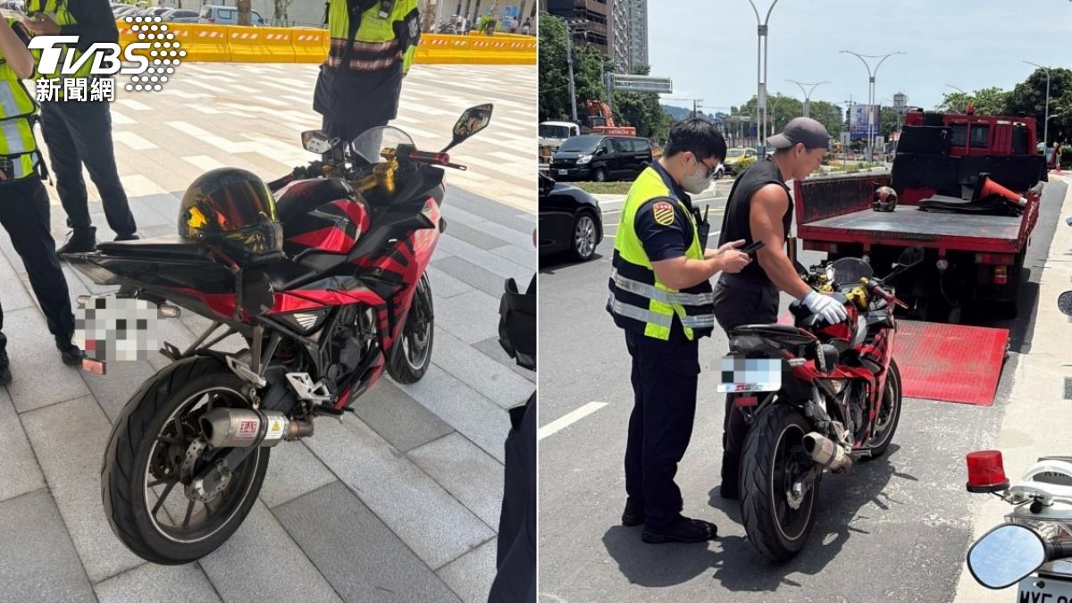 騎士的愛車當場被警方移置保管。(圖/TVBS)