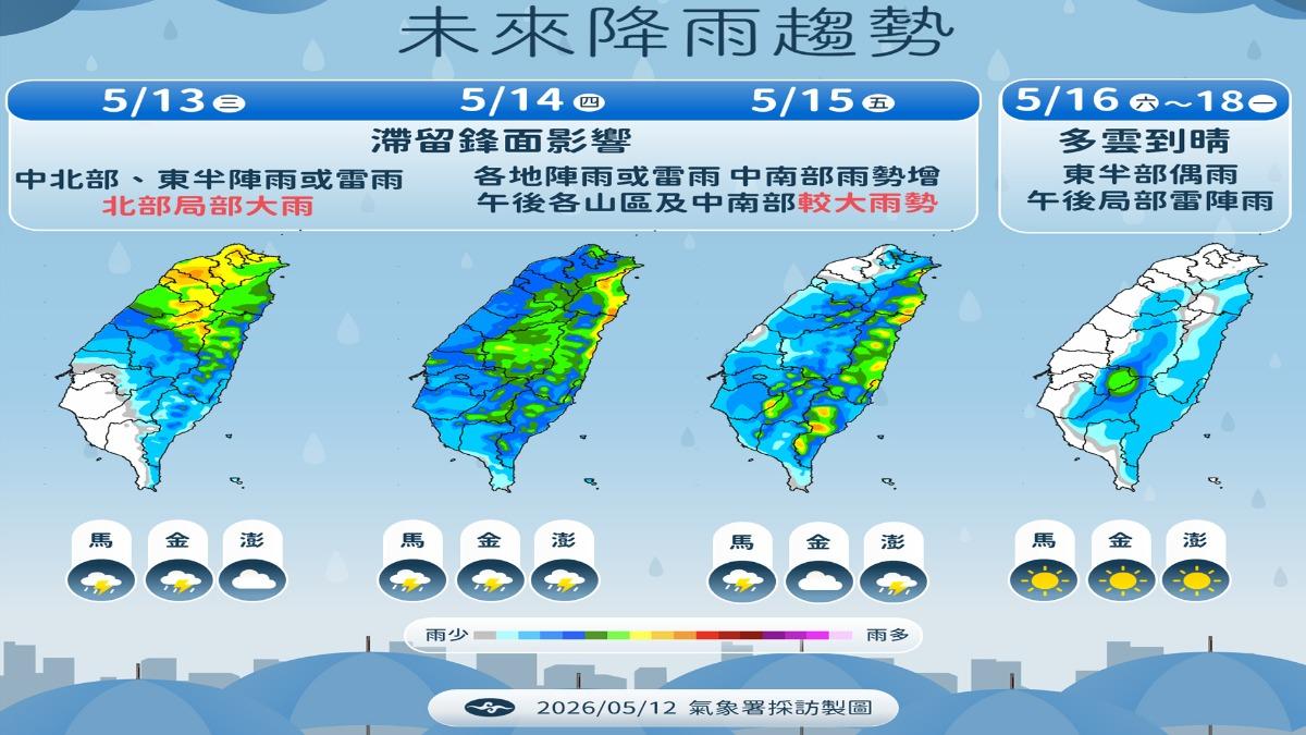 未來一週降雨趨勢。(圖/氣象署)