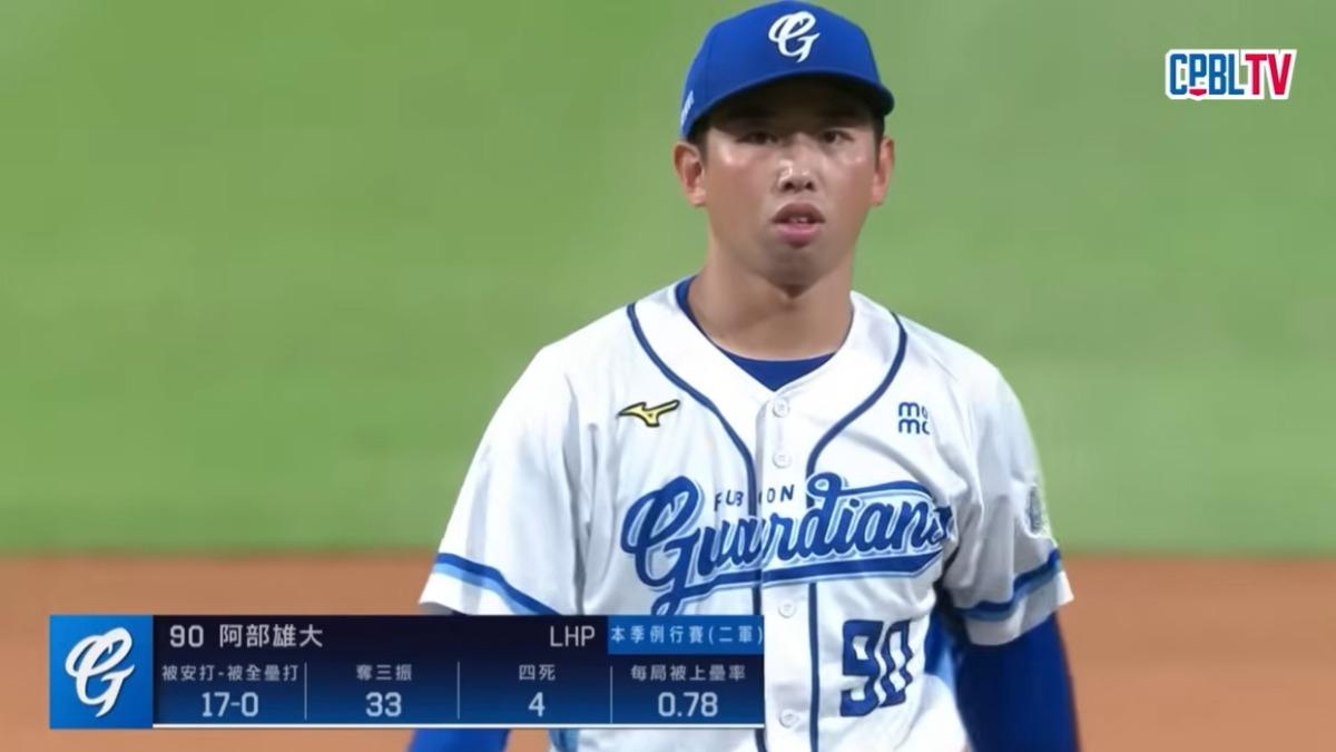 富邦悍將的育成選手阿部雄大，一軍首秀就繳出6.1局，5K1安0失分的成績，拿下勝投及單場MVP。（圖／翻攝Youtube＠CPBL 中華職棒）