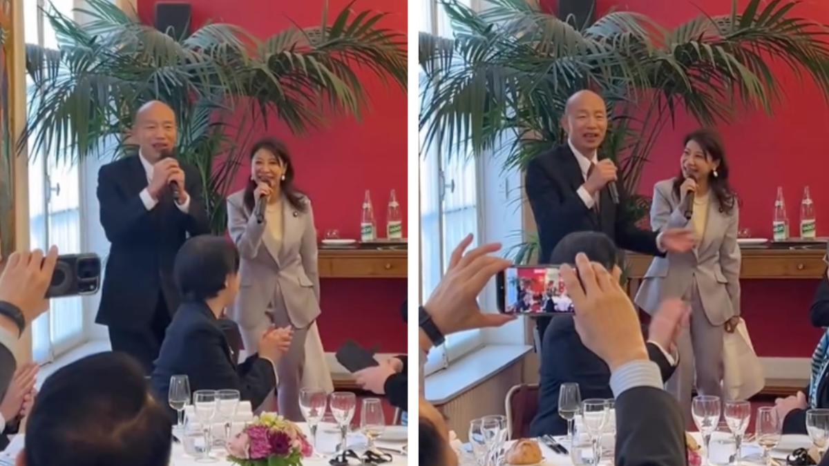 韓國瑜拚外交！法國議員面前高歌「當我們同在一起」畫面曝