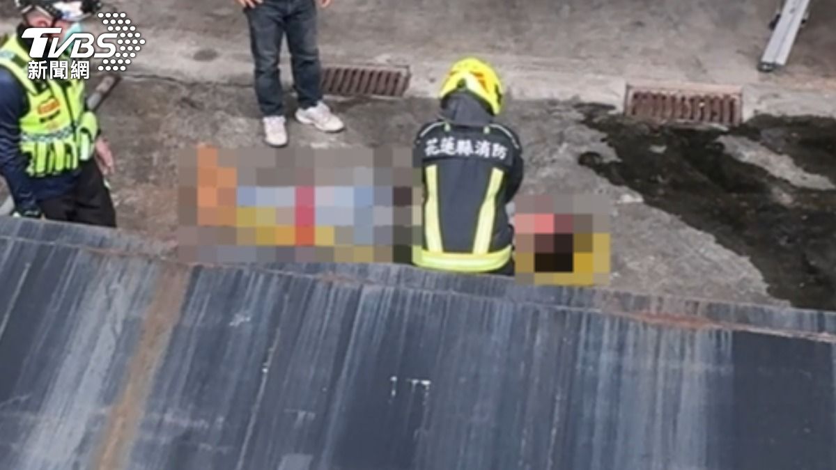 27歲男工遭燈箱砸中,頭部重創。(圖/TVBS)