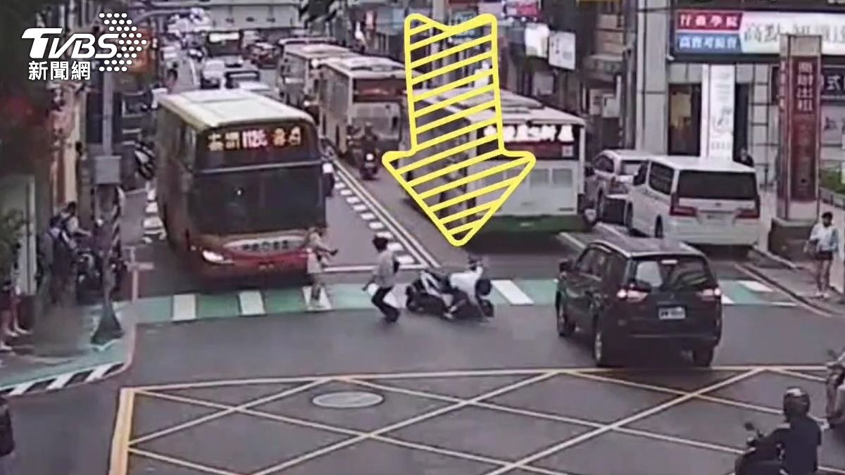 桃園中山路跟和平路口,接連發生4起行人事故。(圖/TVBS)