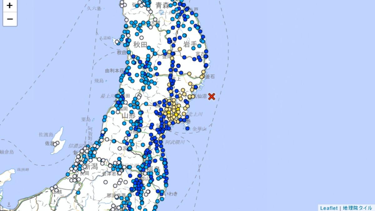 快訊／日本宮城縣近海6.3地震！深度僅50公里　最大震度5弱
