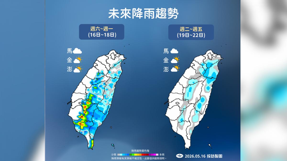 未來降雨趨勢。(圖/中央氣象署)