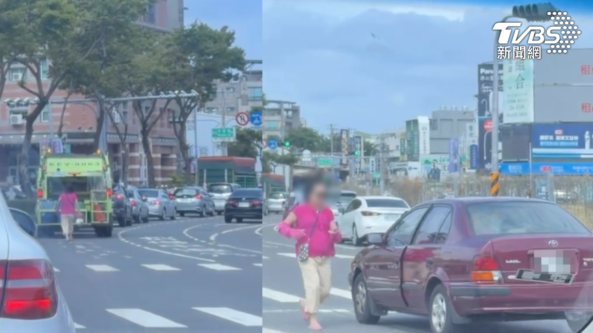 台南一名阿嬤日前駕車追垃圾車「停路中央狂奔」！（圖／翻攝 threads@yuyu）