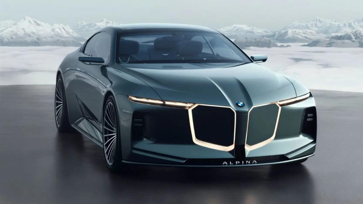 Vision BMW Alpina重現經典的「鯊魚鼻」設計，雙腎形水箱護罩周圍加入光環裝飾。（圖／BMW提供）