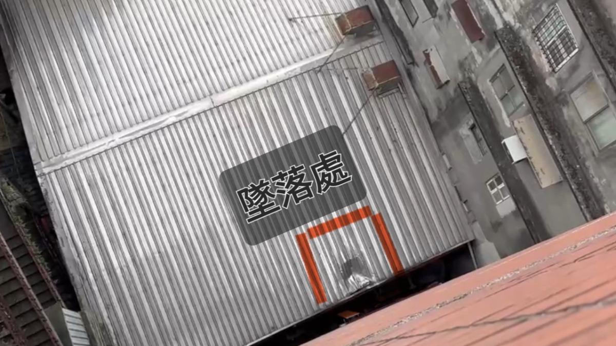 宜蘭市區中午驚魂！男子倒臥超商後方鐵皮屋頂已身亡。（圖／TVBS)