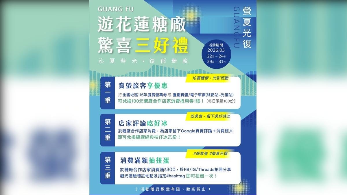花蓮螢夏光復振興活動 5/22光復糖廠登場