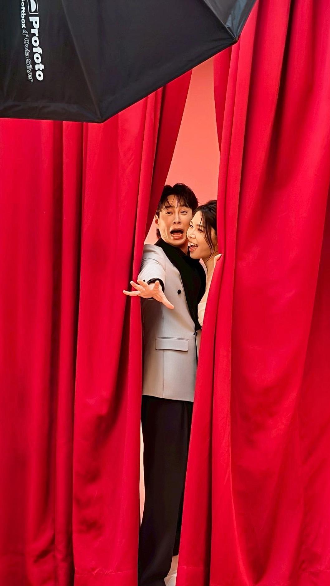 吳東諺（左）做出誇張表情讓白家綺笑場。（圖／白家綺提供）