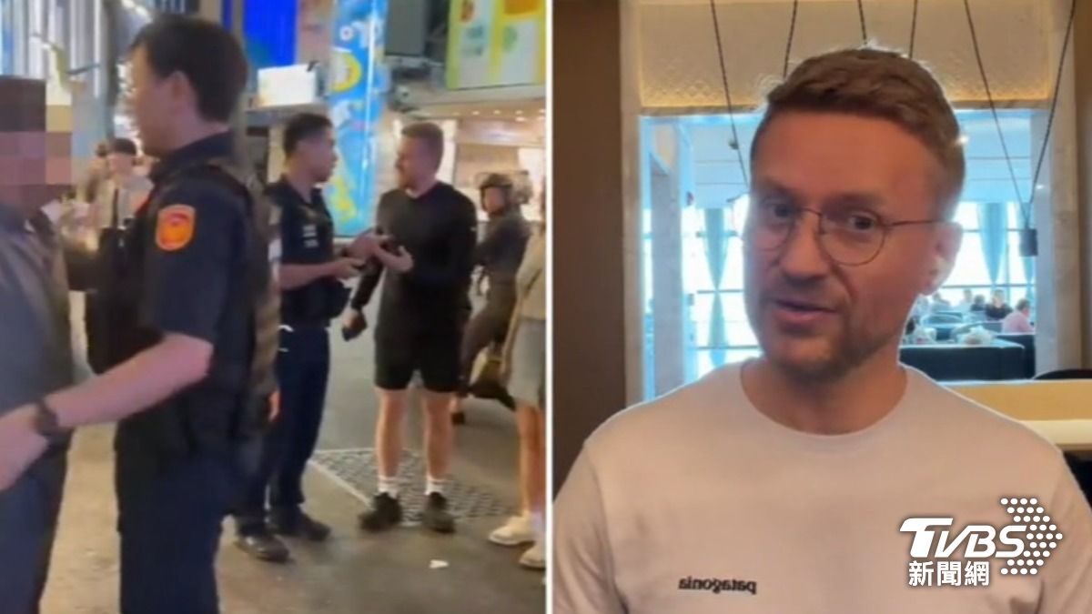 在西門町英勇護泰國女學生,遭醉警追打,波蘭記者現身還原過程,表示仍愛台灣。(左圖/Kanal Zero from Poland.)