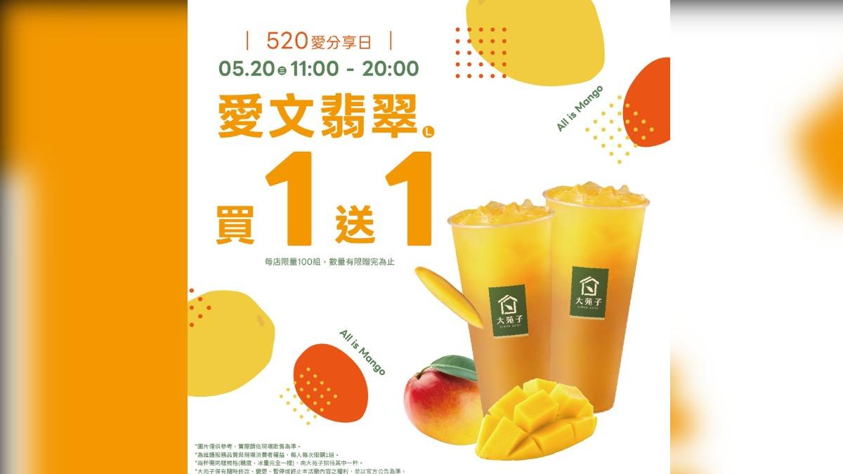 大苑子推愛文翡翠買一送一，520限定。（圖／大苑子FB）