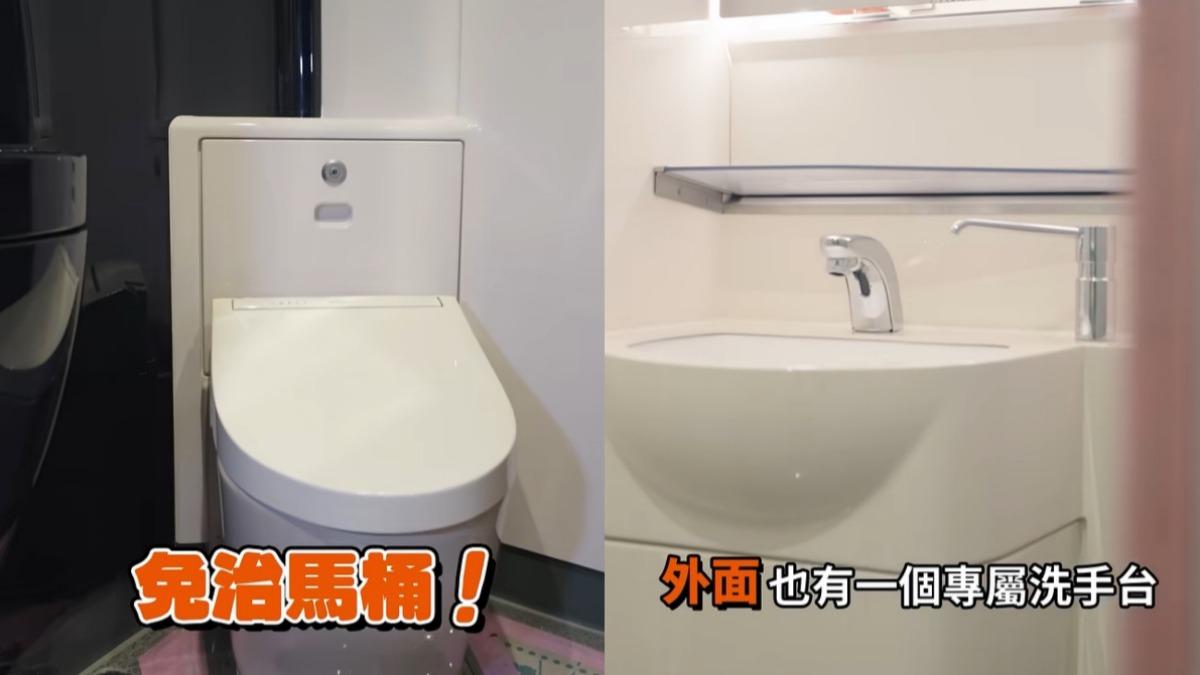 台灣高鐵董事長史哲開箱高鐵新車廁所。(圖/翻攝自台灣高鐵粉專)