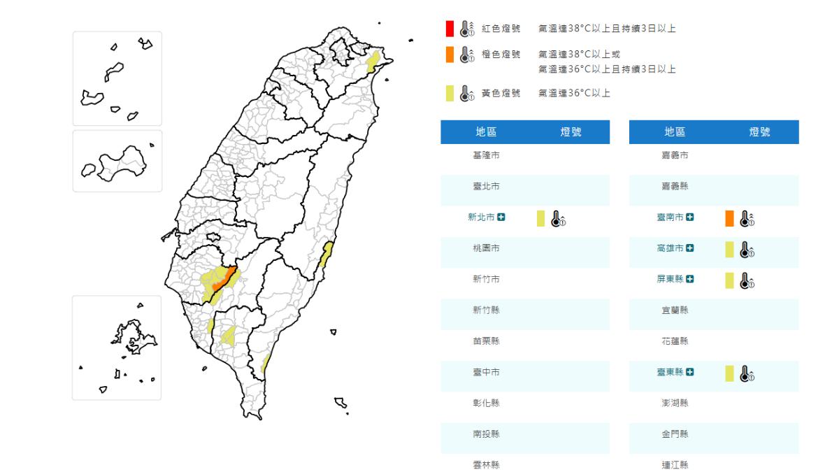 天氣/熱爆!台南中午飆38度 氣象署5縣市高溫資訊
