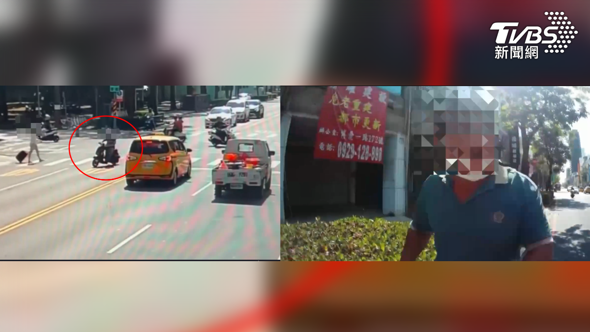 高雄三民區發生警察抓警察的誇張事件,一名58歲的鼓山警備隊蔡姓員警休假期間騎車外出,未禮讓行人被攔!警嗆「我是自己人」不願配合(圖/TVBS)